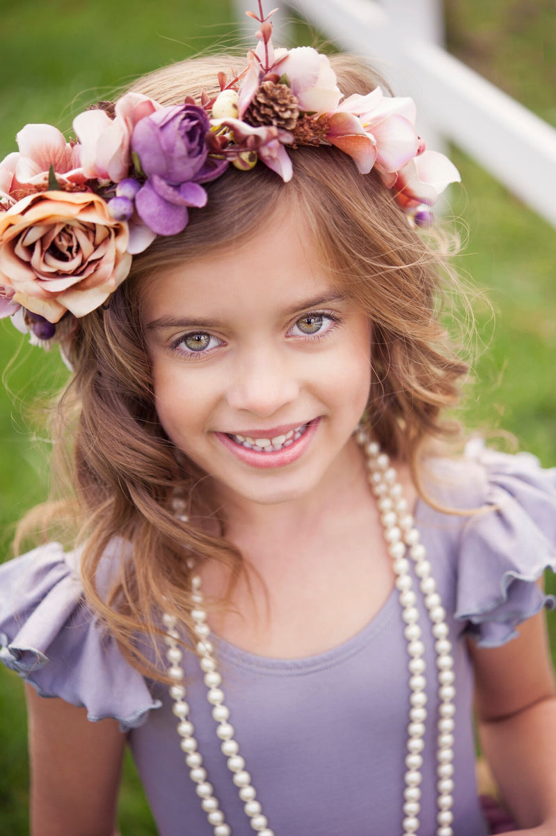 Autumn Wedding Pinecones Roses Flower Crown | Maiden Lane Boutique