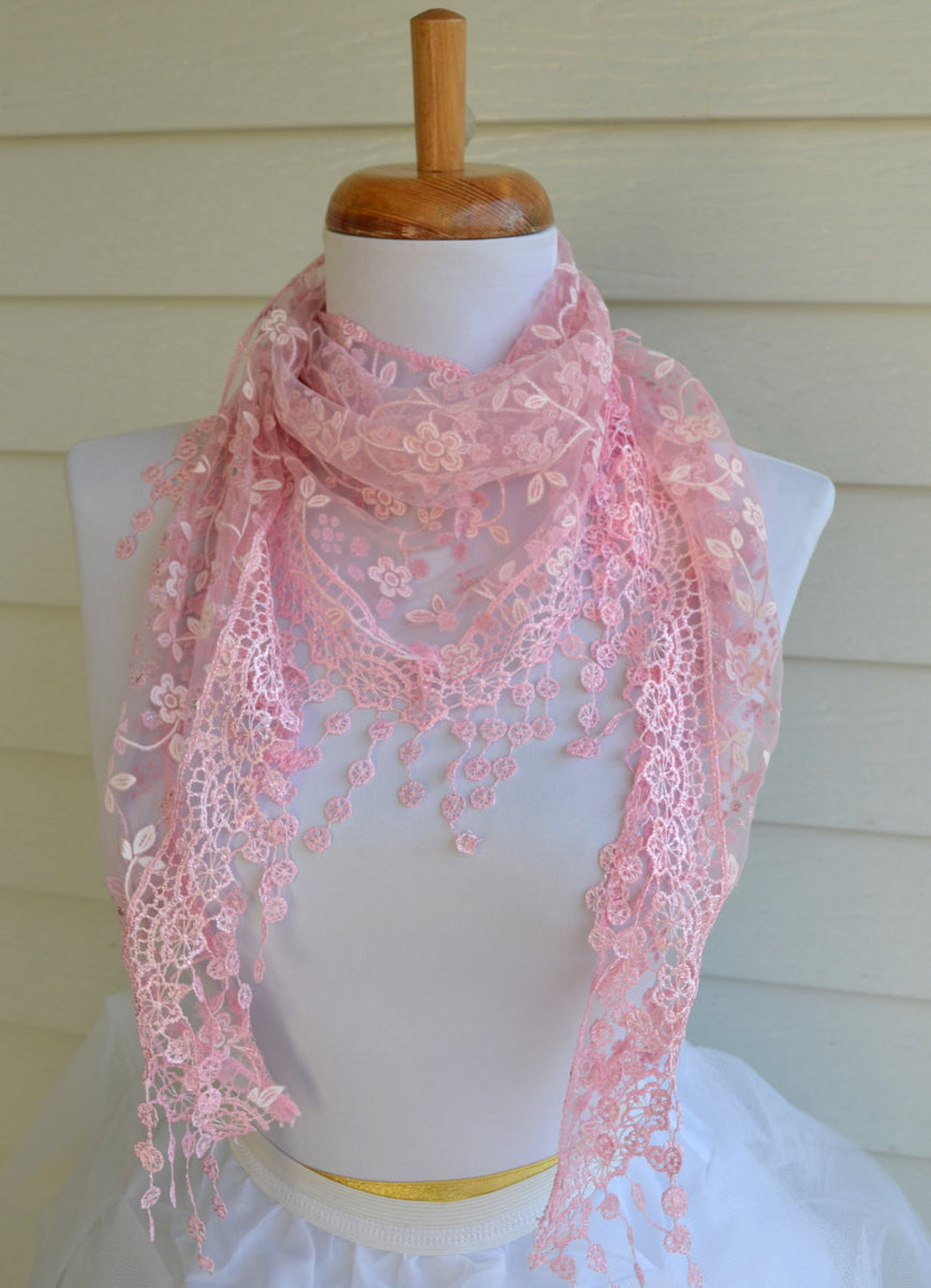 Pink lace sale scarf