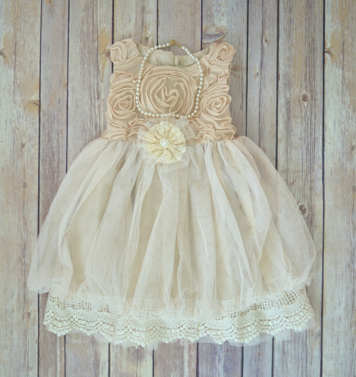 Beige Ivory Lace Flower Girl Dress 2T Beige Ivory Lace Flower Girl Dress 2T