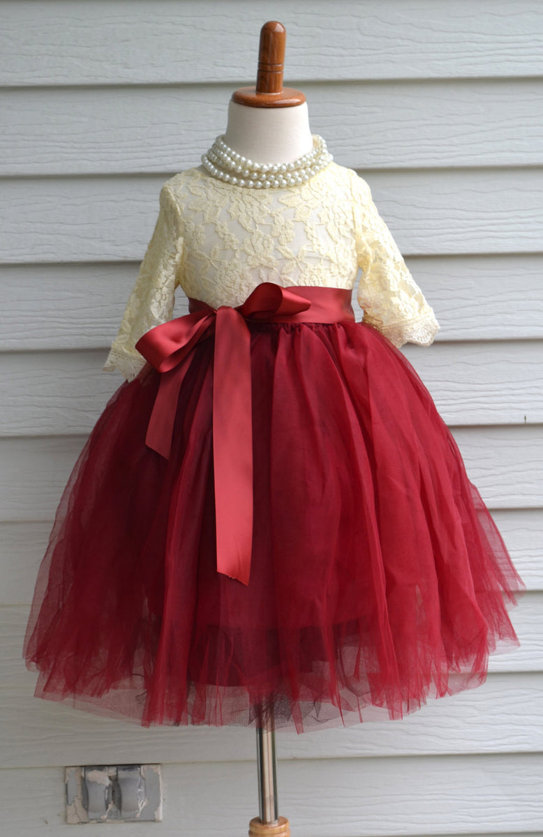 Girls Cranberry Maroon Tulle Skirt
