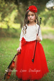 red flower girl tutu dress