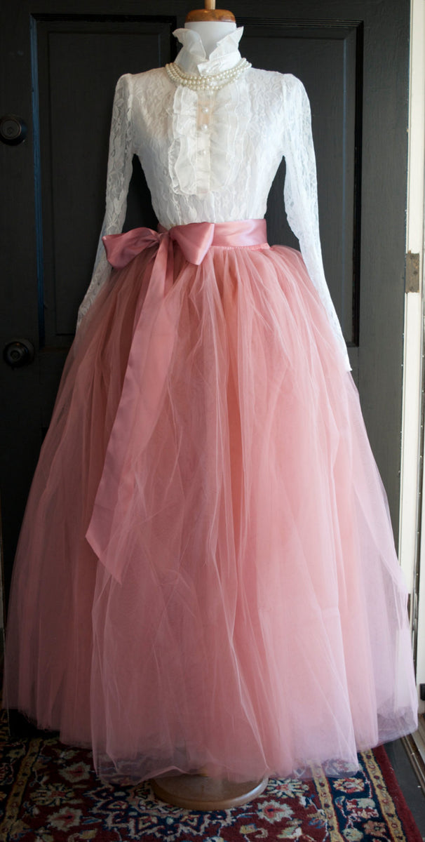 Long Tutu Rose Pink Tulle skirt