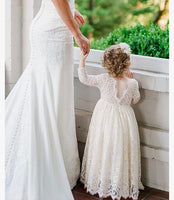 Rustic Lace Flower Girl Dress Ivory