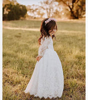 Rustic Lace Flower Girl Dress Ivory