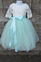 aqua mint flower girl dress