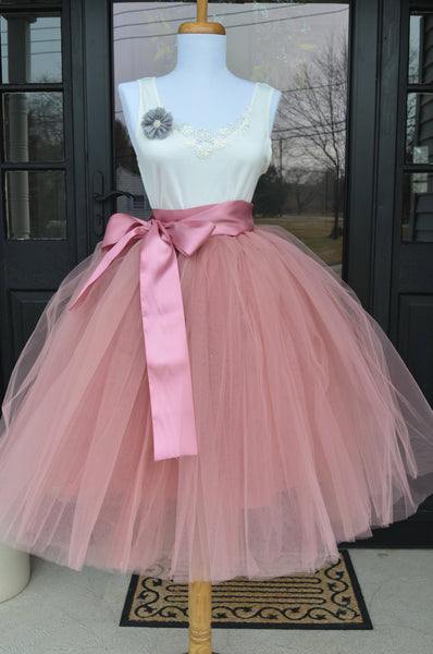 Dusty Rose Pink Tulle skirt XL Dusty Rose Pink Tulle skirt XL