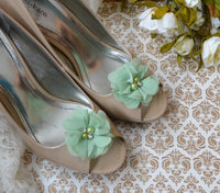 Mint Green Flower shoe clips – maidenlaneboutique