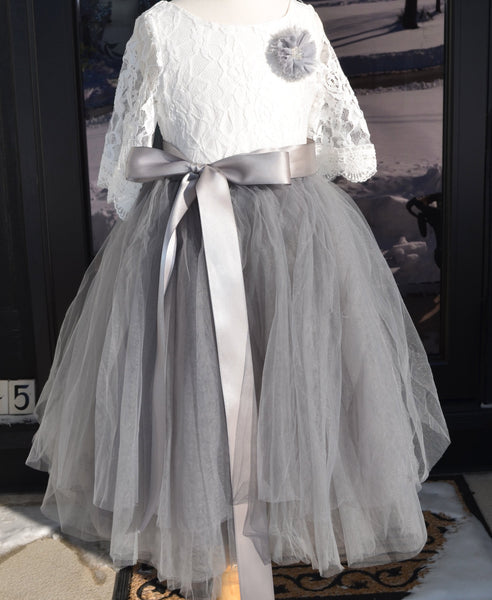 Girls Gray Tulle Skirt Tutu maidenlaneboutique Girls Gray Tulle Skirt Tutu maidenlaneboutique