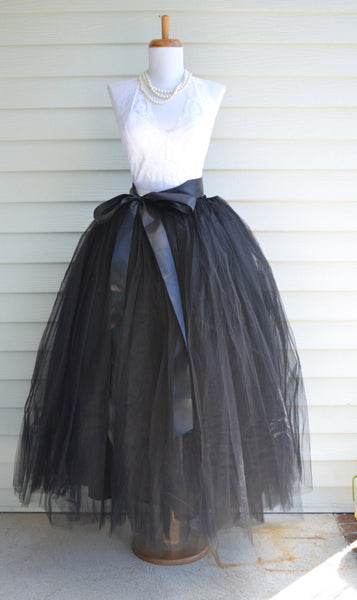 Black tulle sales skirt floor length