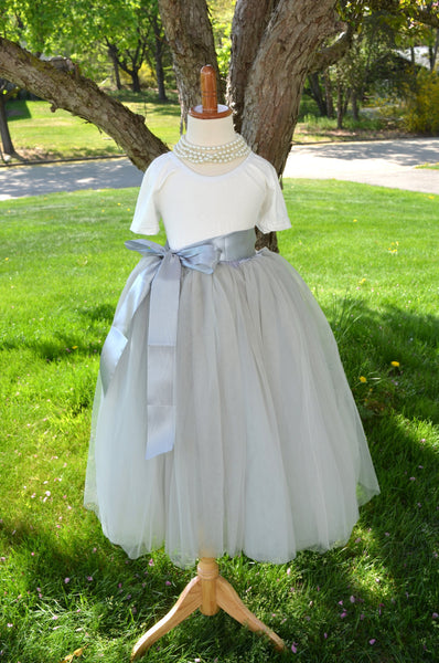 grey tutu dress Girl Party Dress, Gray / 12M Perfect for birthdays and weddings. LaLaMira The Phoebe Silver Feather