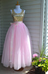 long pink tulle skirt