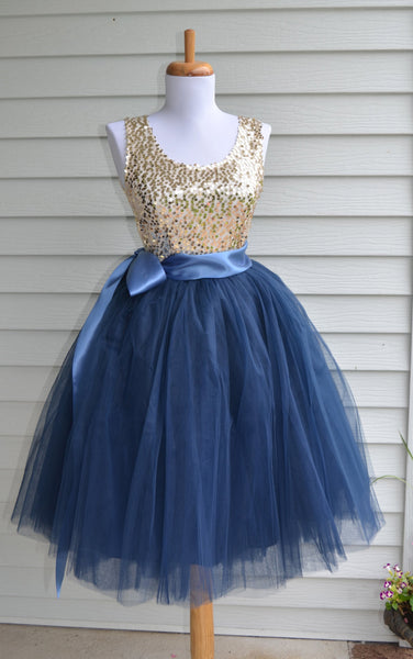 maidenlaneboutique Navy Blue Tutu Tulle Skirt Xs