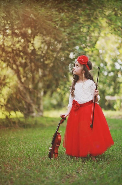 girls red tulle skirt