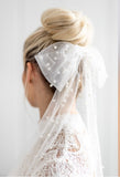 Pearl Tulle Bow Bridal Veil headpiece
