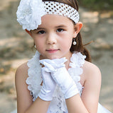 girls white wedding gloves