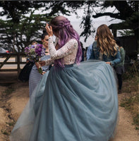 dusty blue wedding dress