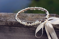 pearl wedding halo crown